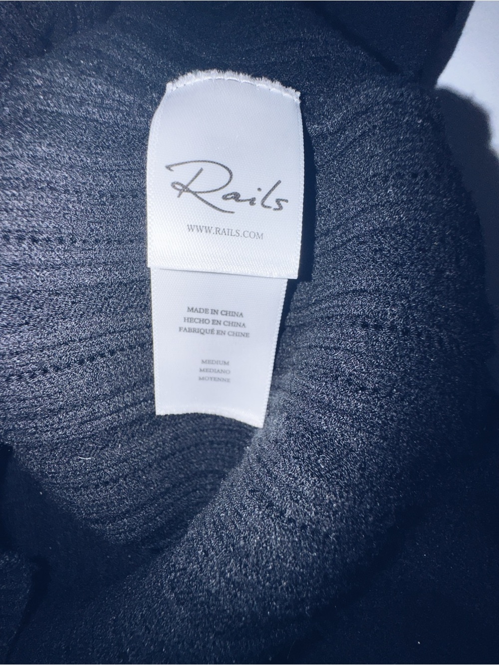 Rails Ribbed Knit Ruffle Top — Black — Size M - Picture 4 of 7